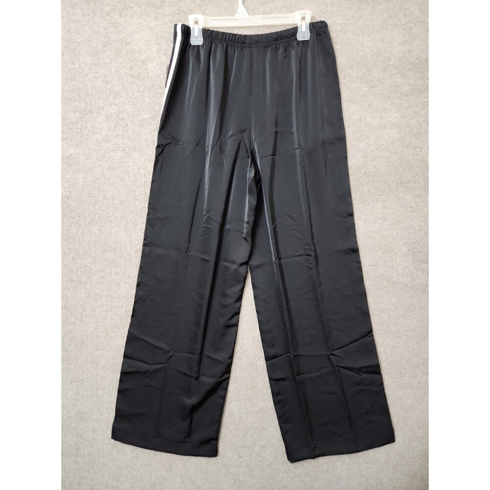 Old Navy Satin Track Pants Womens M Tall Black White Stripes Lightweight NEW - Picture 7 of 11